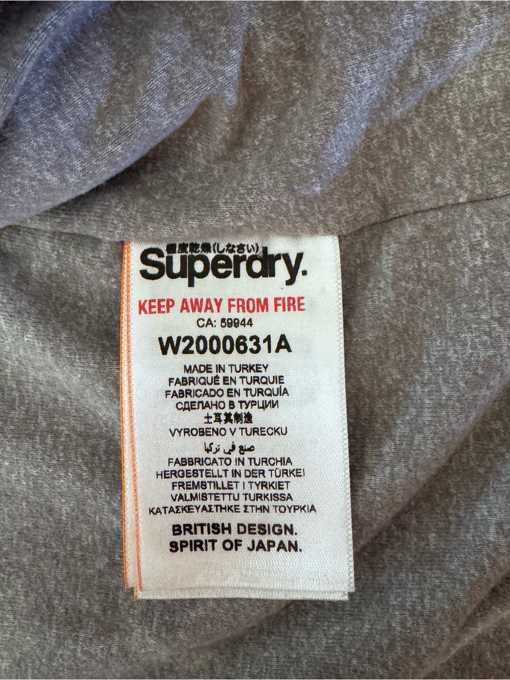 Superdry Cream Sherpa Zip-Up Hoodie with Red Chevron - Picture 3 of 4